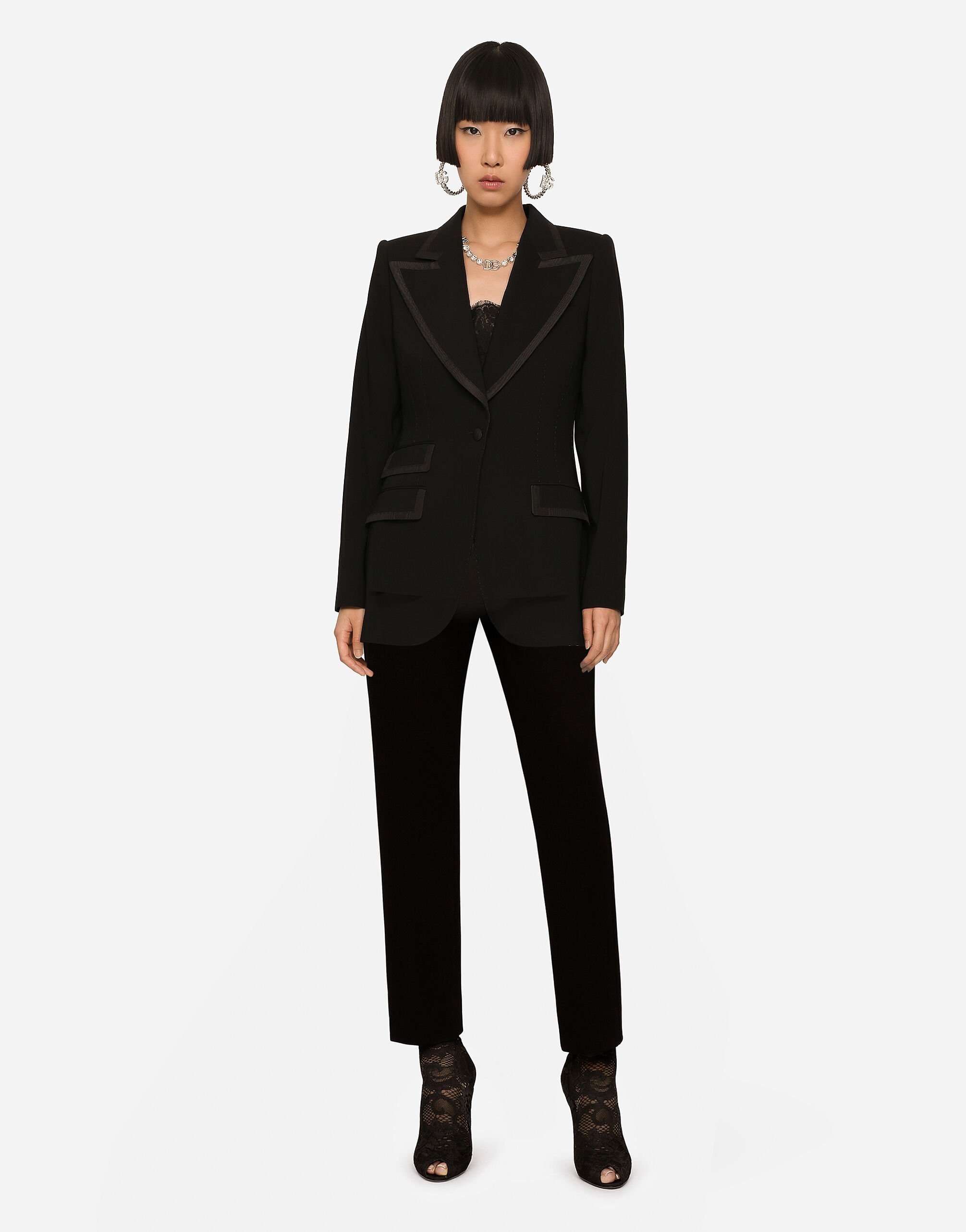 Single-breasted twill Turlington tuxedo jacket - 2