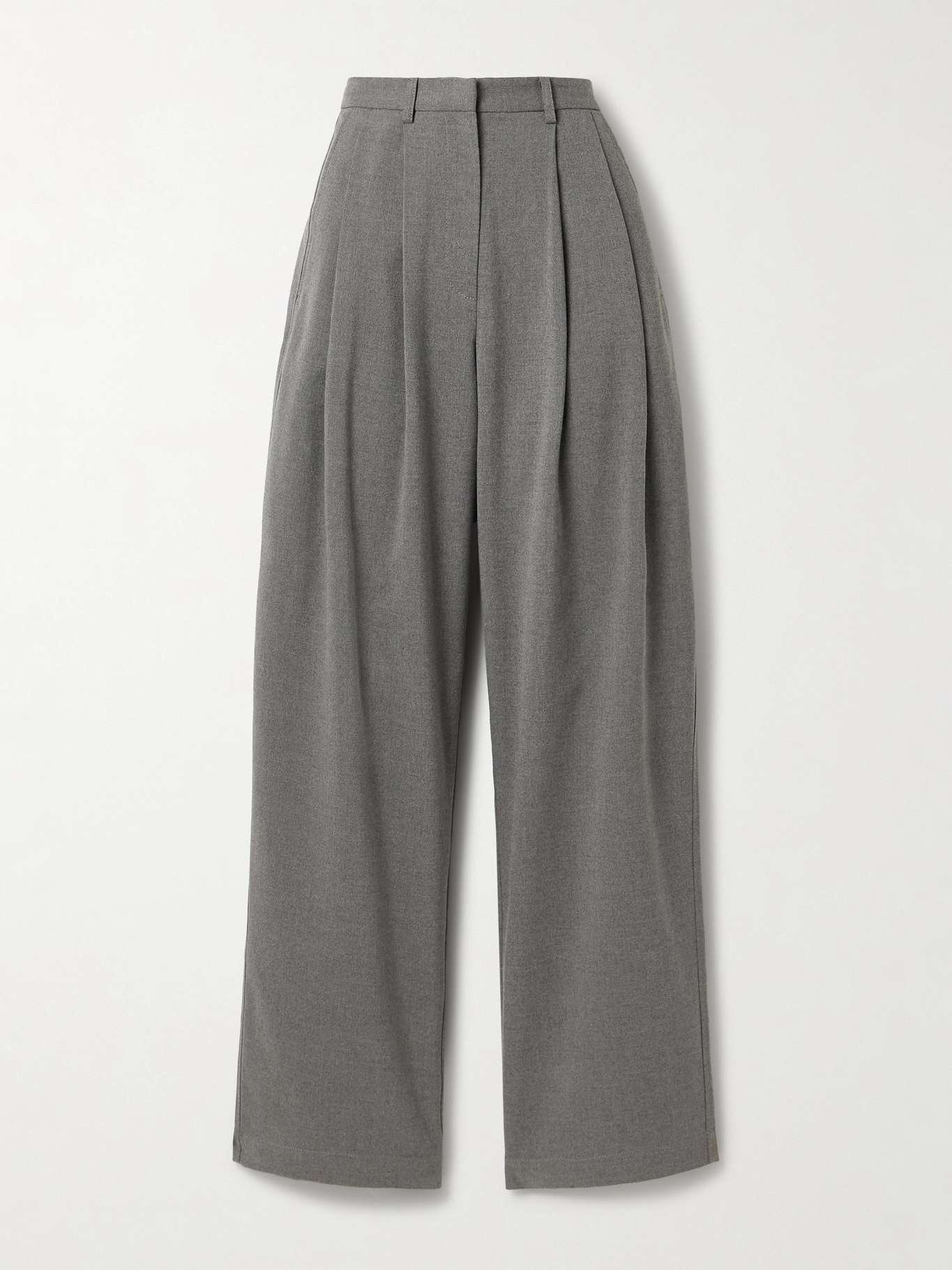 Eleanor pleated flannel wide-leg pants - 1