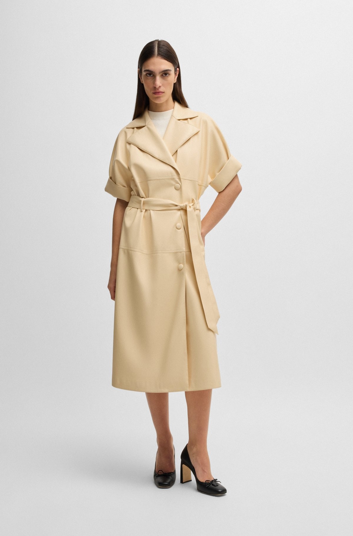 TRENCH-STYLE RELAXED-FIT DRESS IN FAUX LEATHER - 2