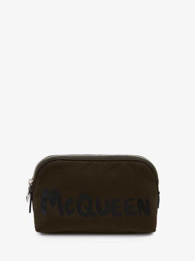 Mcqueen Graffiti Medium Zip Pouch in Khaki - 1