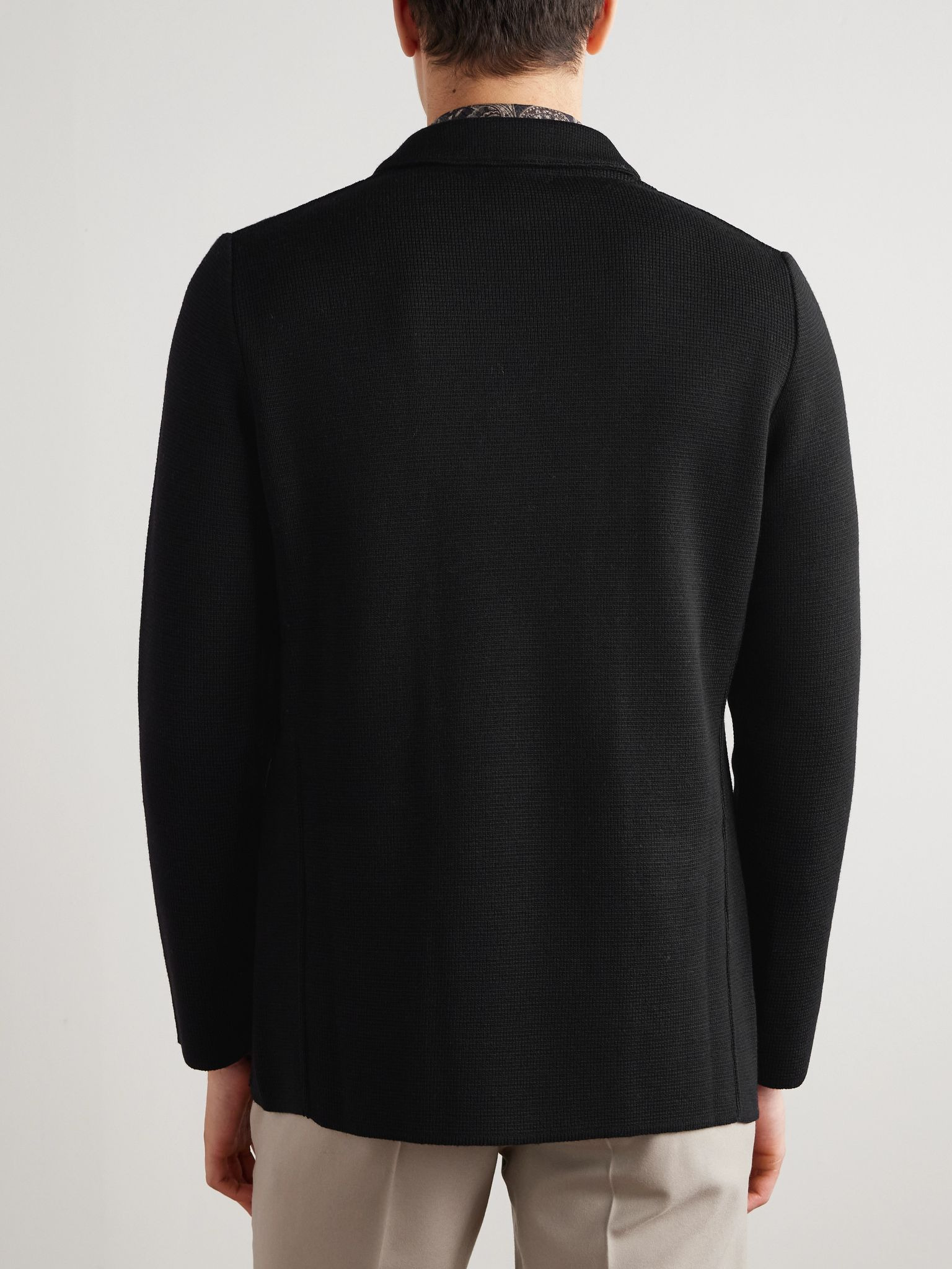 Double-Breasted Virgin Wool Blazer Black - 3