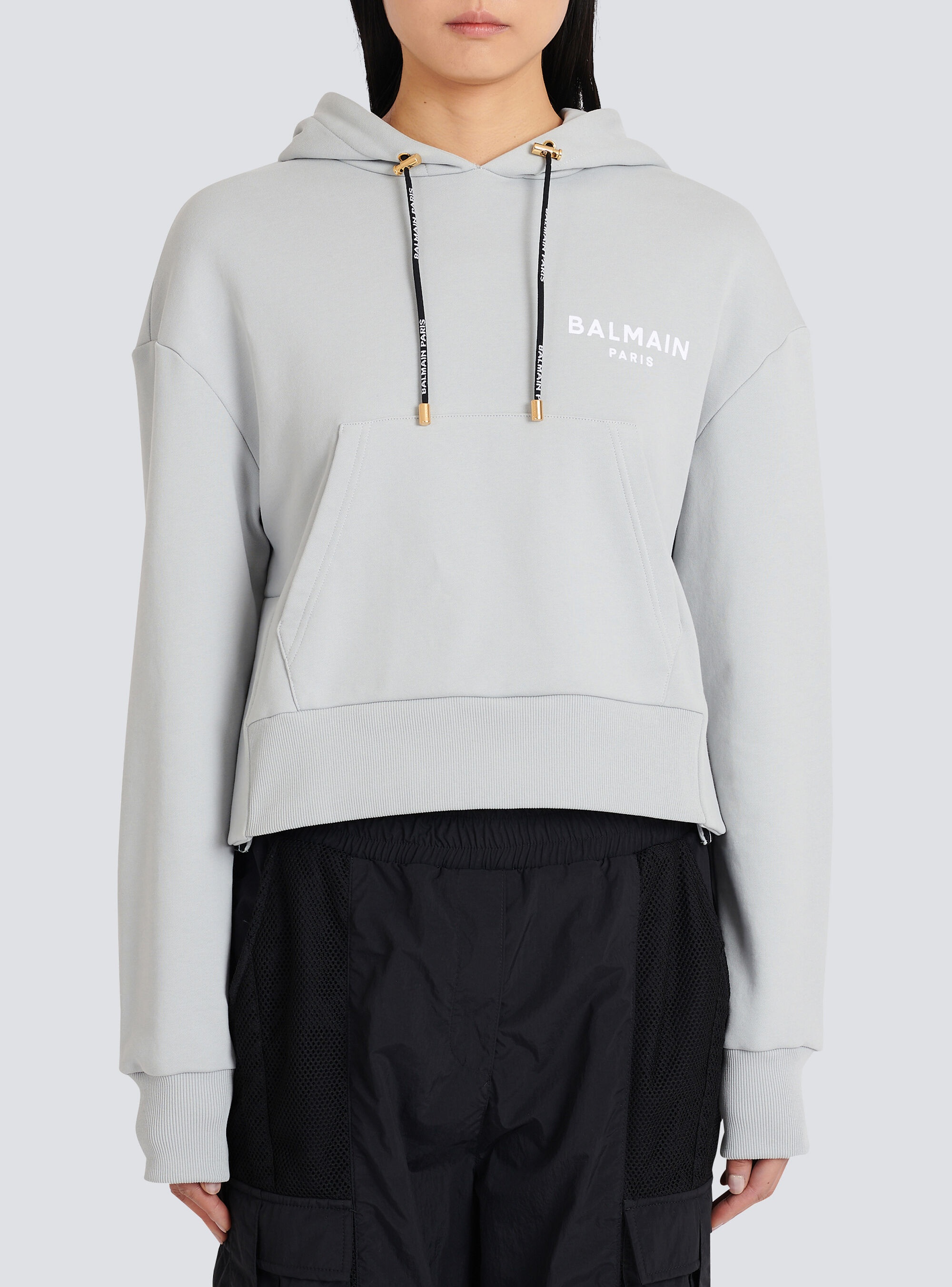 Eco-designed cotton sweatshirt with flocked Balmain logo - 6