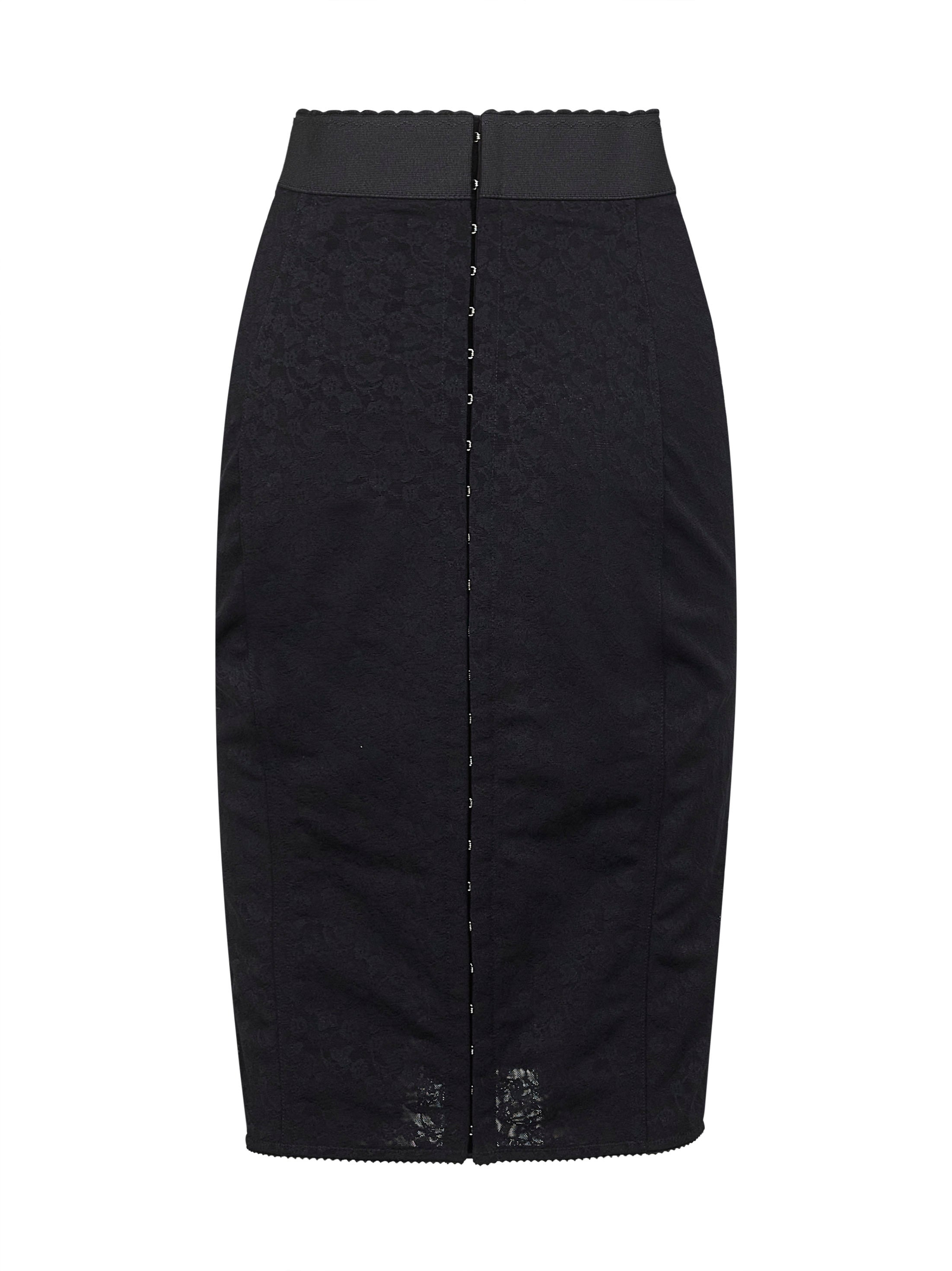 Dolce & Gabbana Women Black Lace And Marquisette Elastic Midi Skirt - 2
