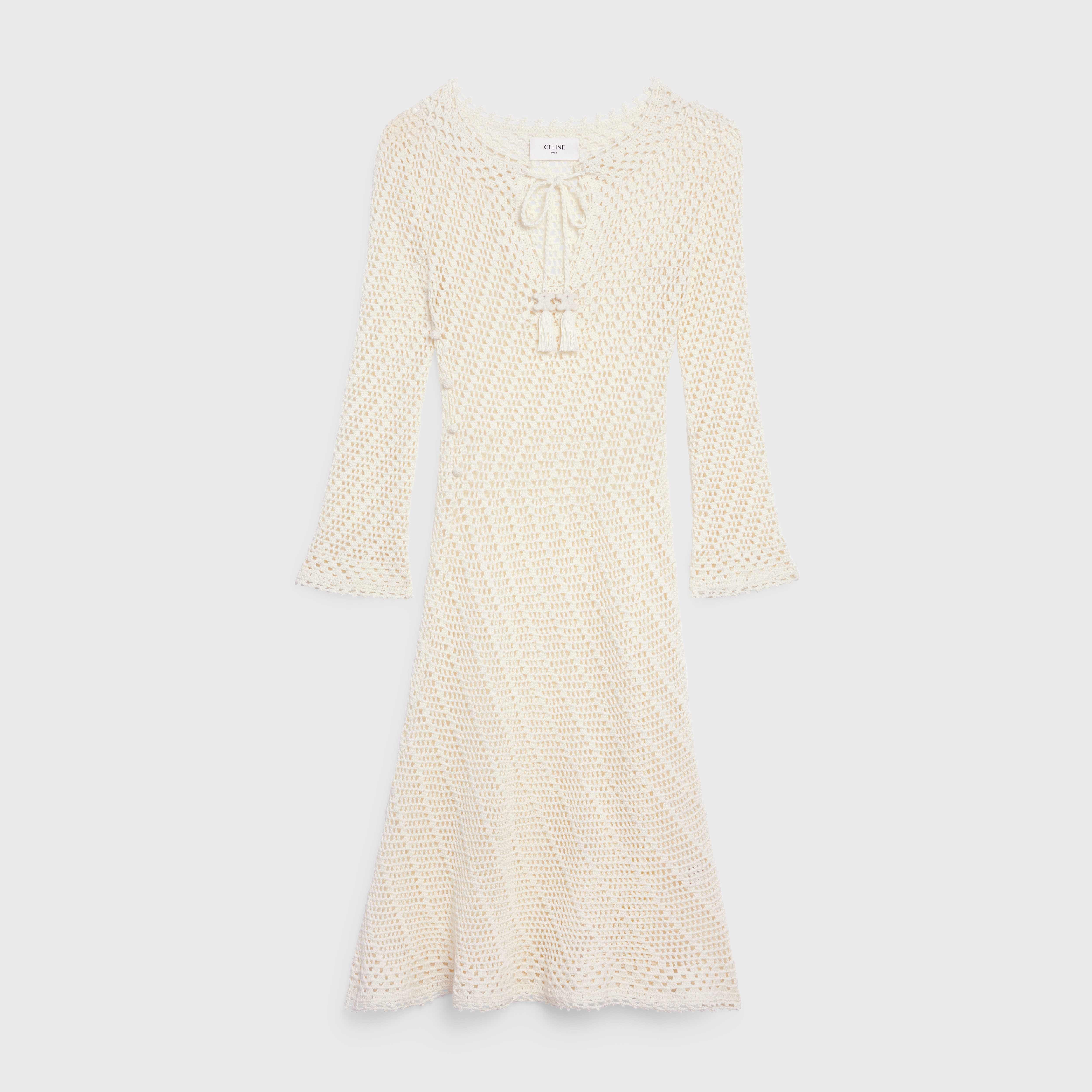 LONG DRESS IN CROCHETED COTTON - 1