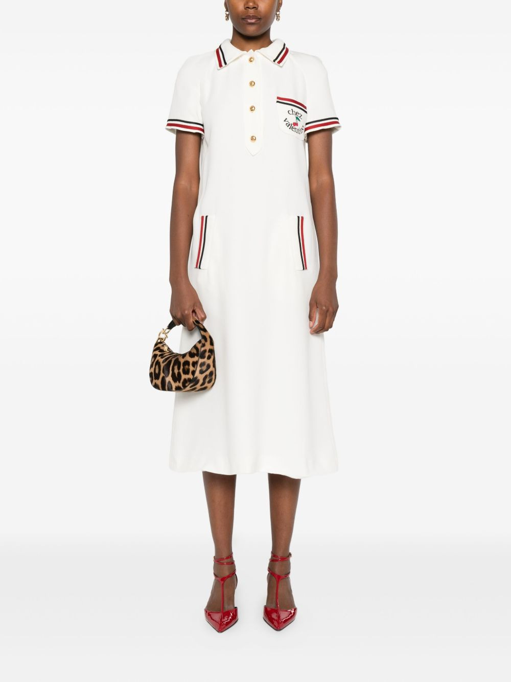 cherry-embellished polo midi dress - 2