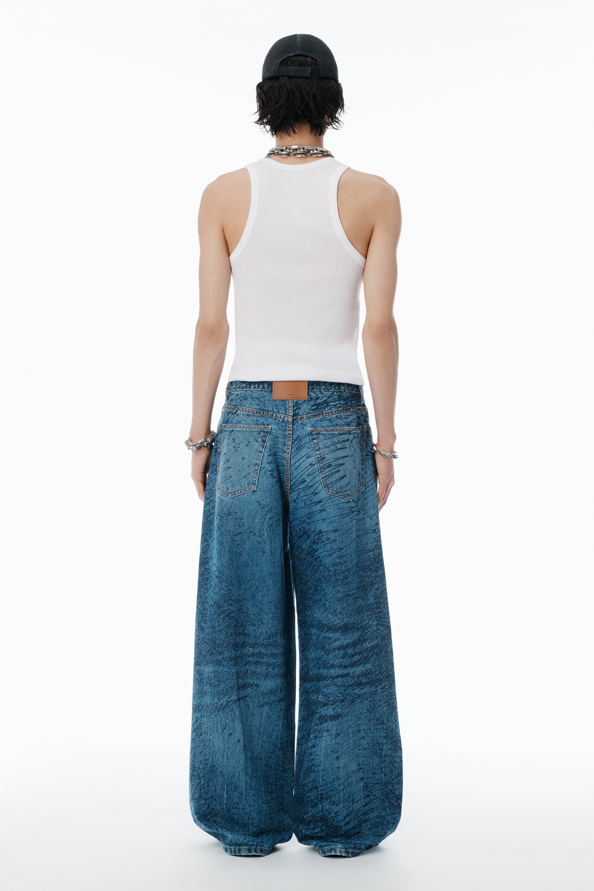 indigo marker-print jeans - 4