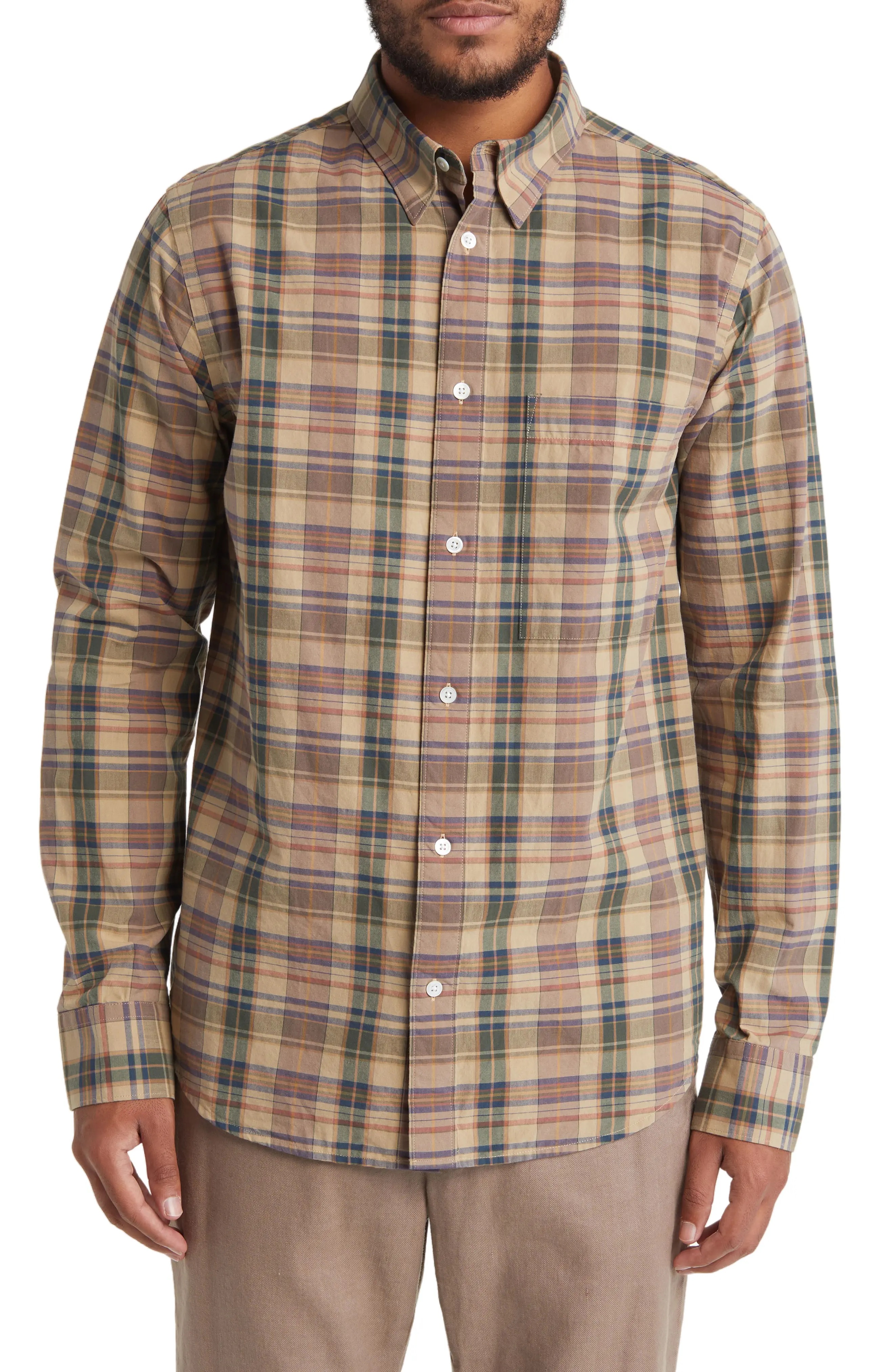 Cohen 5204 Plaid Organic Cotton Poplin Button-Up Shirt - 1