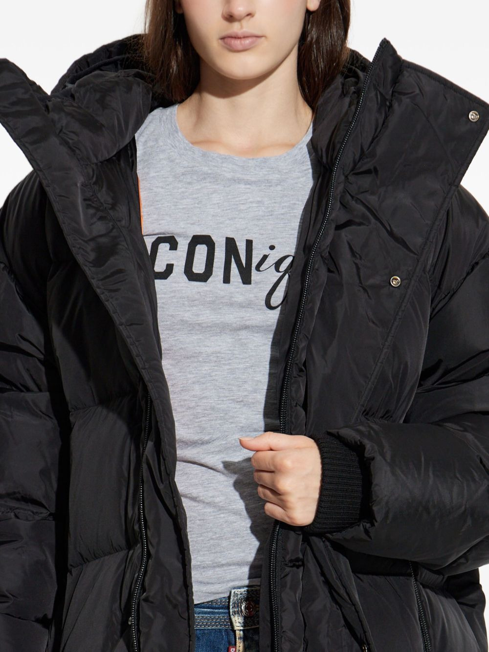 hooded quilted coat - 3