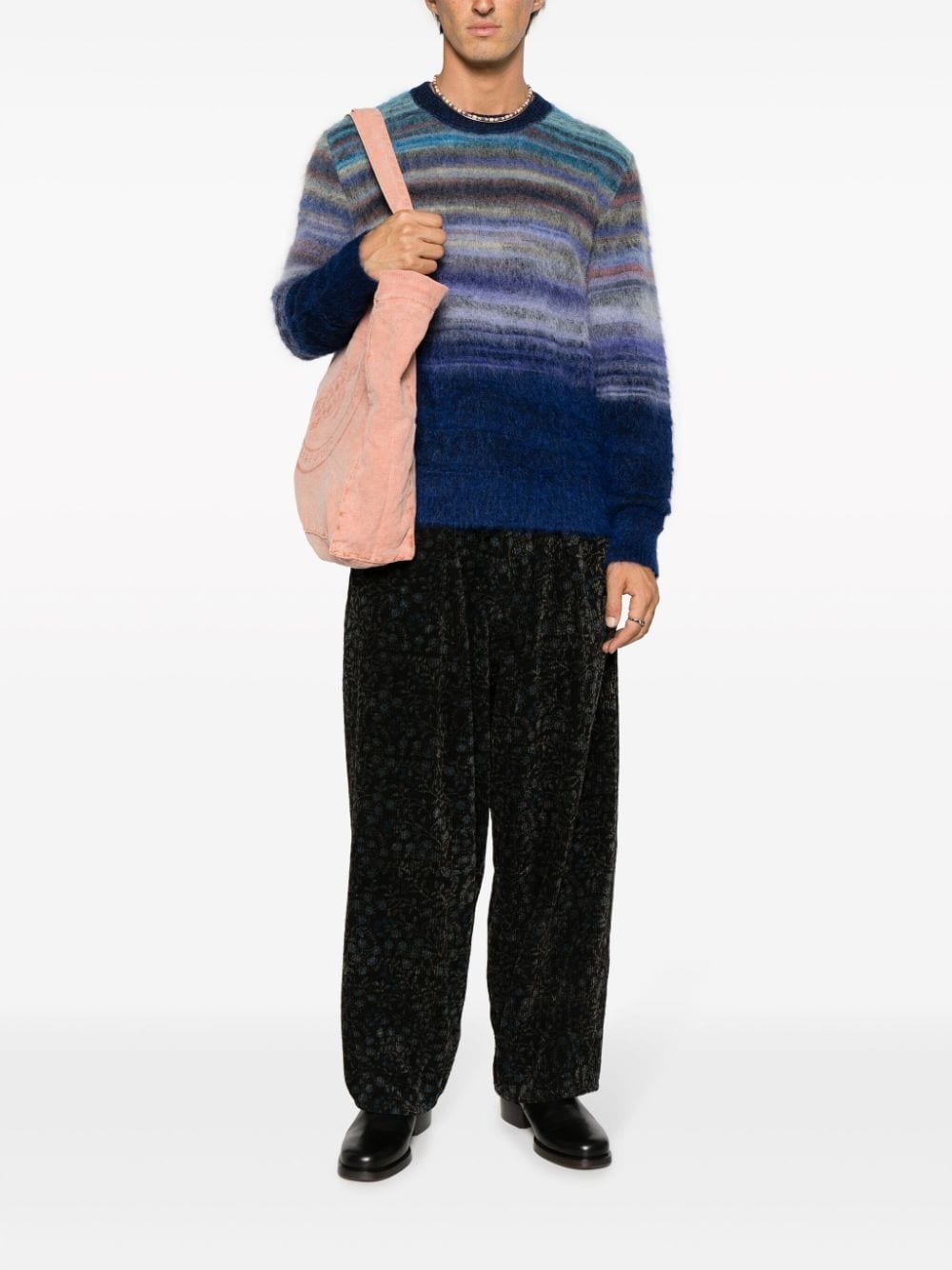 striped crew-neck jumper - 2