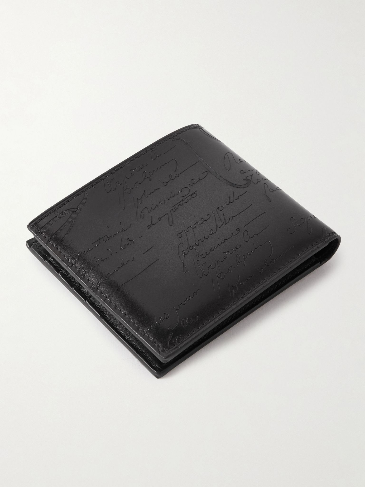 Makore Scritto Venezia Leather Billfold Wallet Black - 2