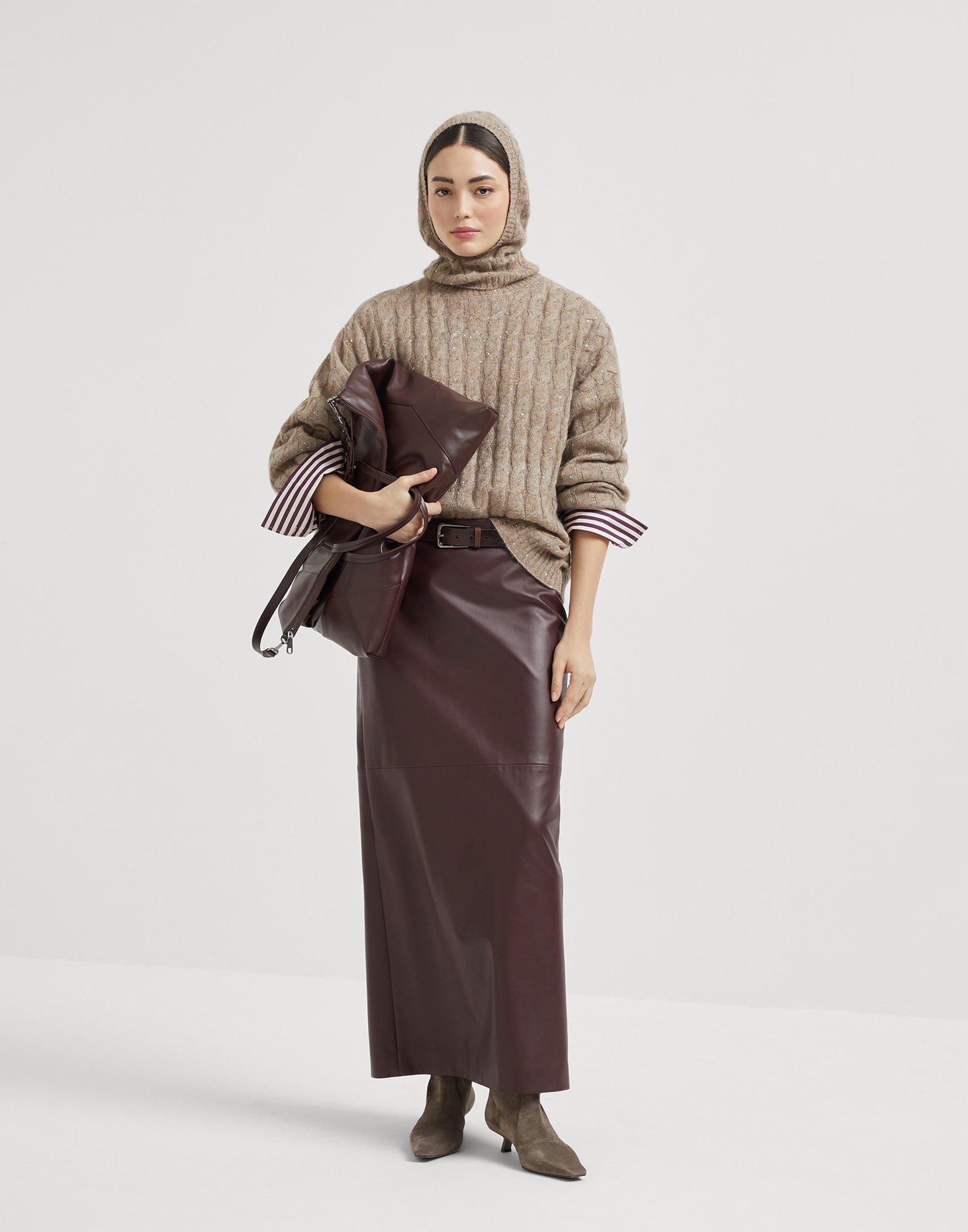 Striped cotton poplin shirt with shiny tab - 5