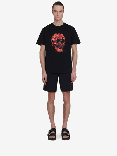 Alexander McQueen Men's Wax Flower Skull T-shirt in Black/red outlook