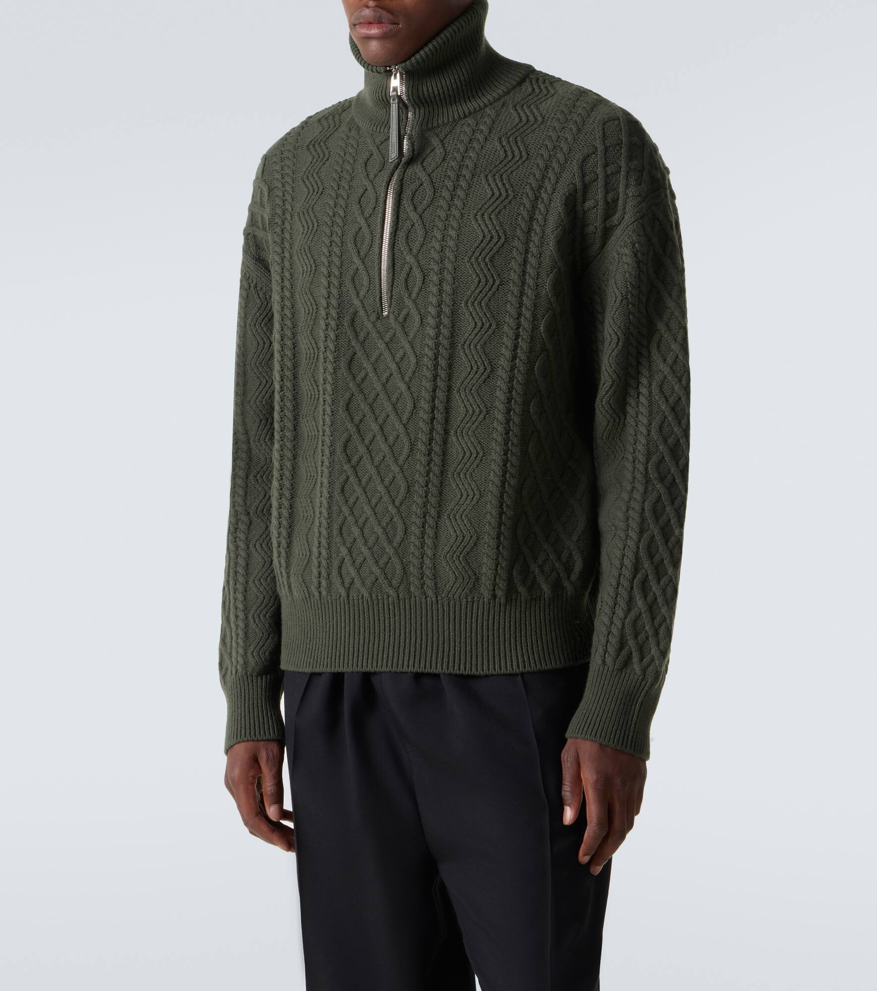 Aran-knit wool half-zip turtleneck sweater - 3