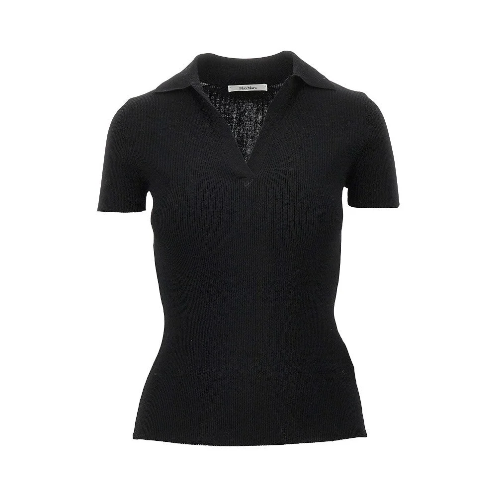 RIBBED WOOL POLO SHIRT - 1