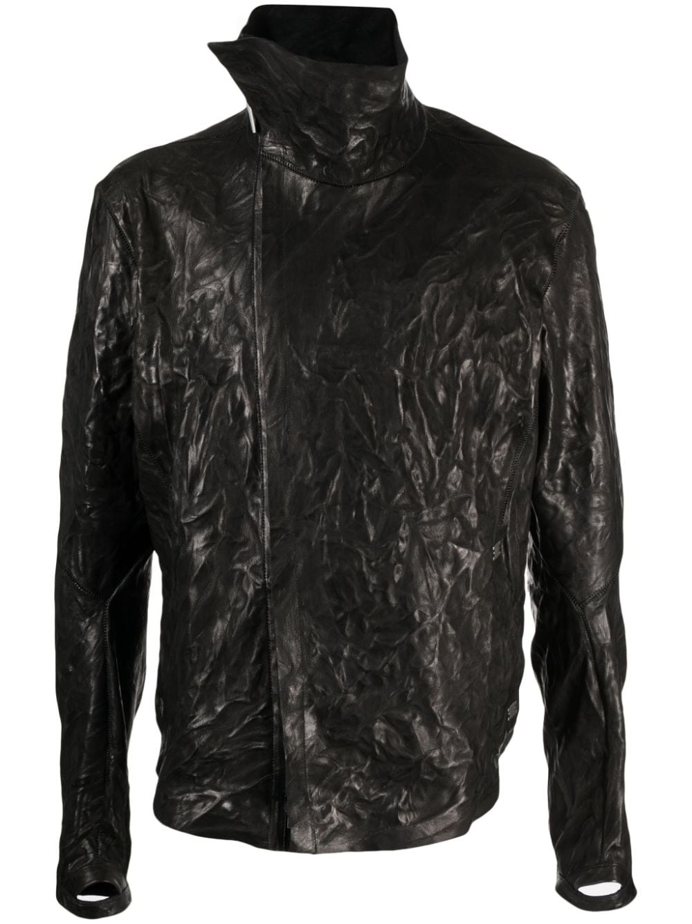 crinkled leather jacket - 1