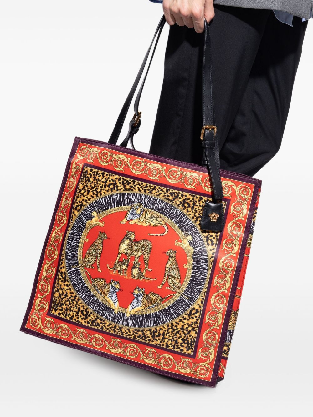 animal-print baroque tote bag - 2