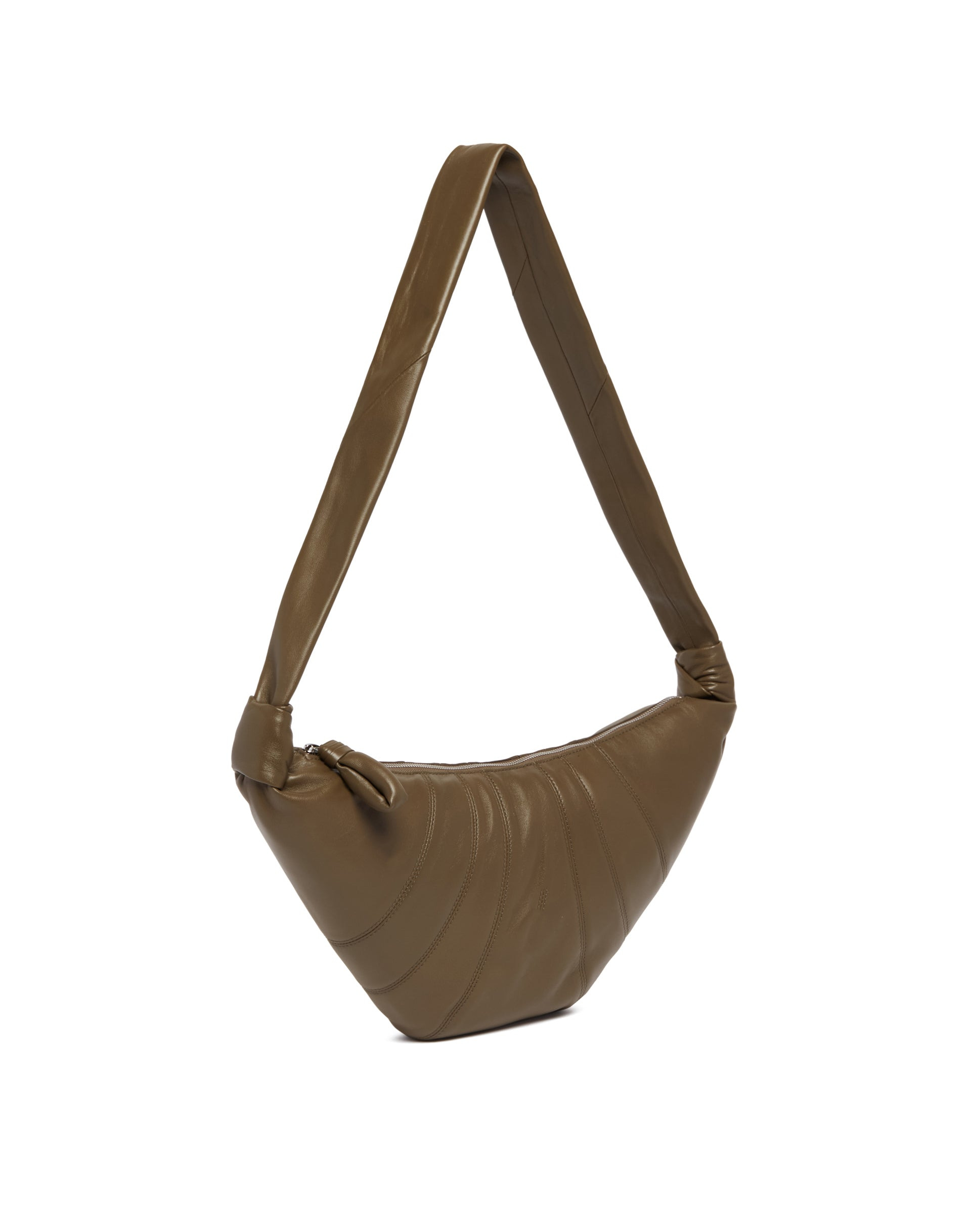 Brown Medium Leather Croissant Bag - 5