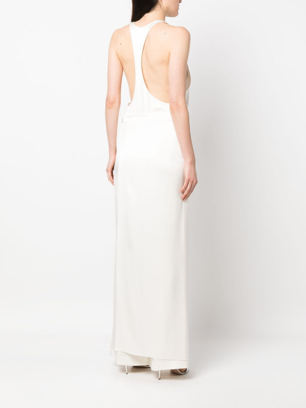 sleeveless silk satin jumpsuit - 4