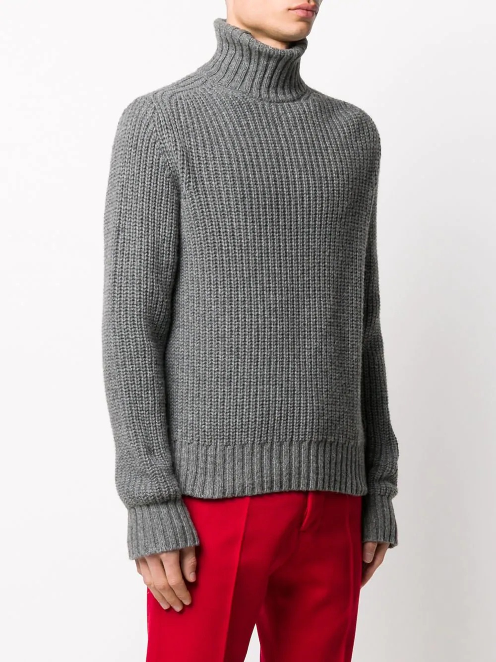 ribbed funnel neck jumper - 3