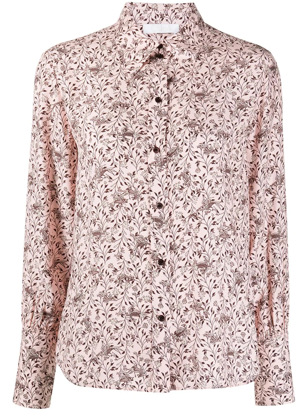 bird print silk shirt - 1