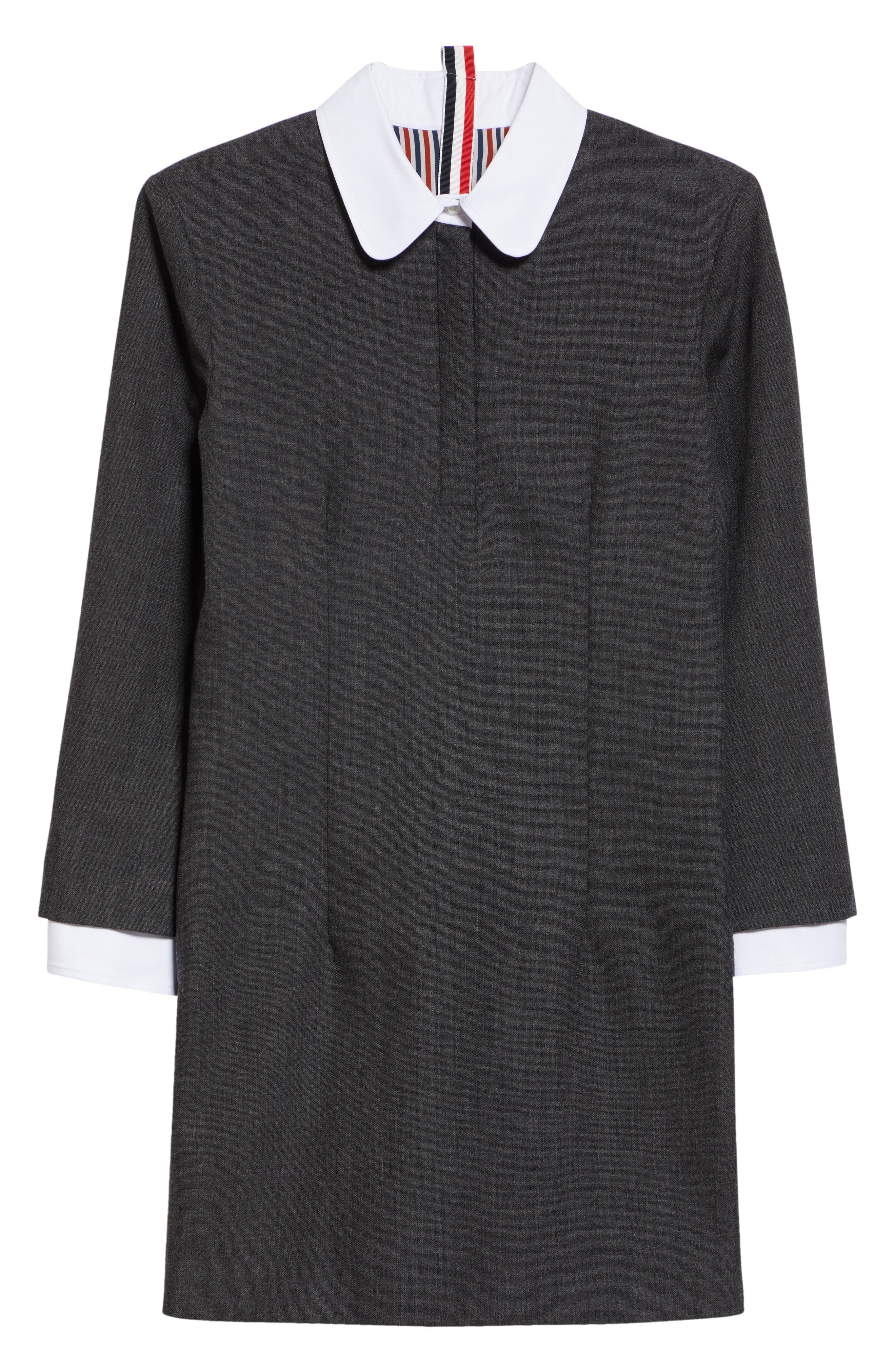 Thom Browne Wool & Cotton Mixed Media Minidress in Dark Grey at Nordstrom - 5