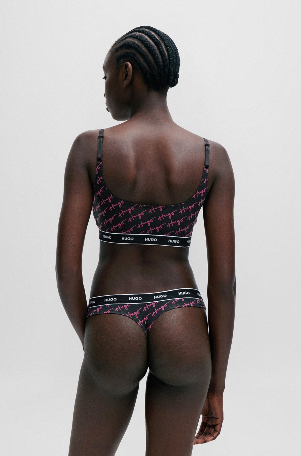 THREE-PACK OF STRETCH-COTTON THONGS WITH LOGO WAISTBANDS - 3
