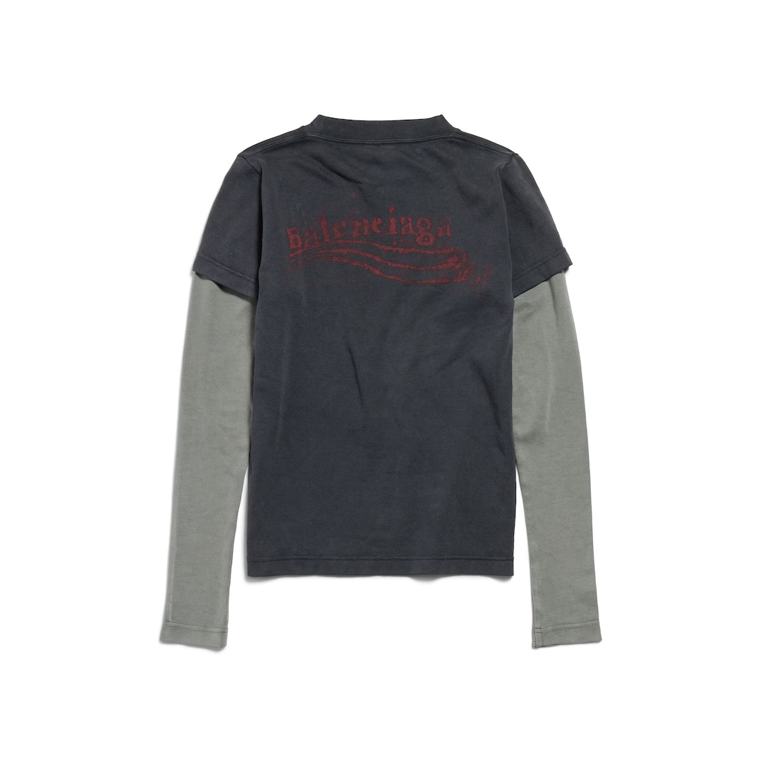 Women's Washed Crayon Political Double Sleeve T-shirt in Black Faded - 6