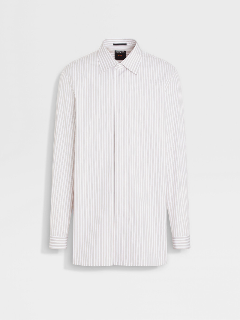 WHITE AND BROWN CENTOVENTIMILA COTTON SHIRT 1