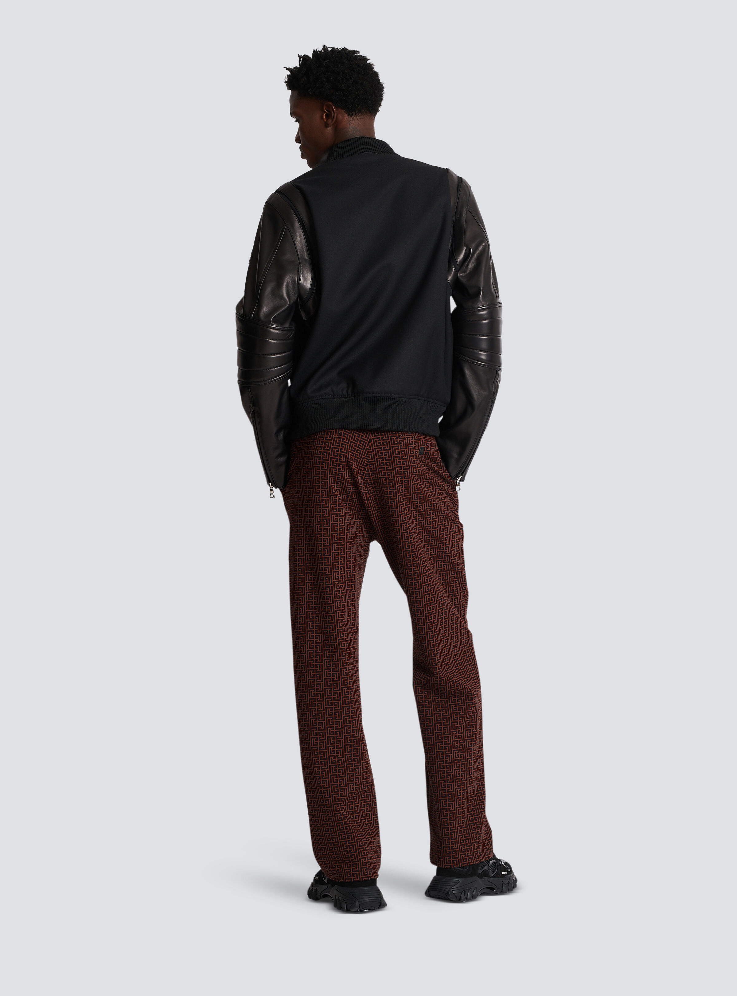 Wool and leather varsity jacket - 4