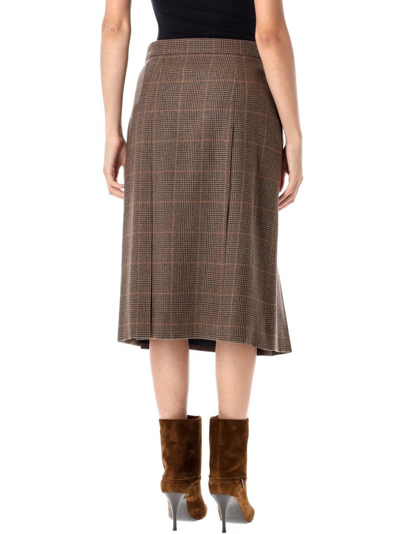 SAINT LAURENT Saint Laurent Prince Of Wales Wool And Cashmere Midi Skirt outlook