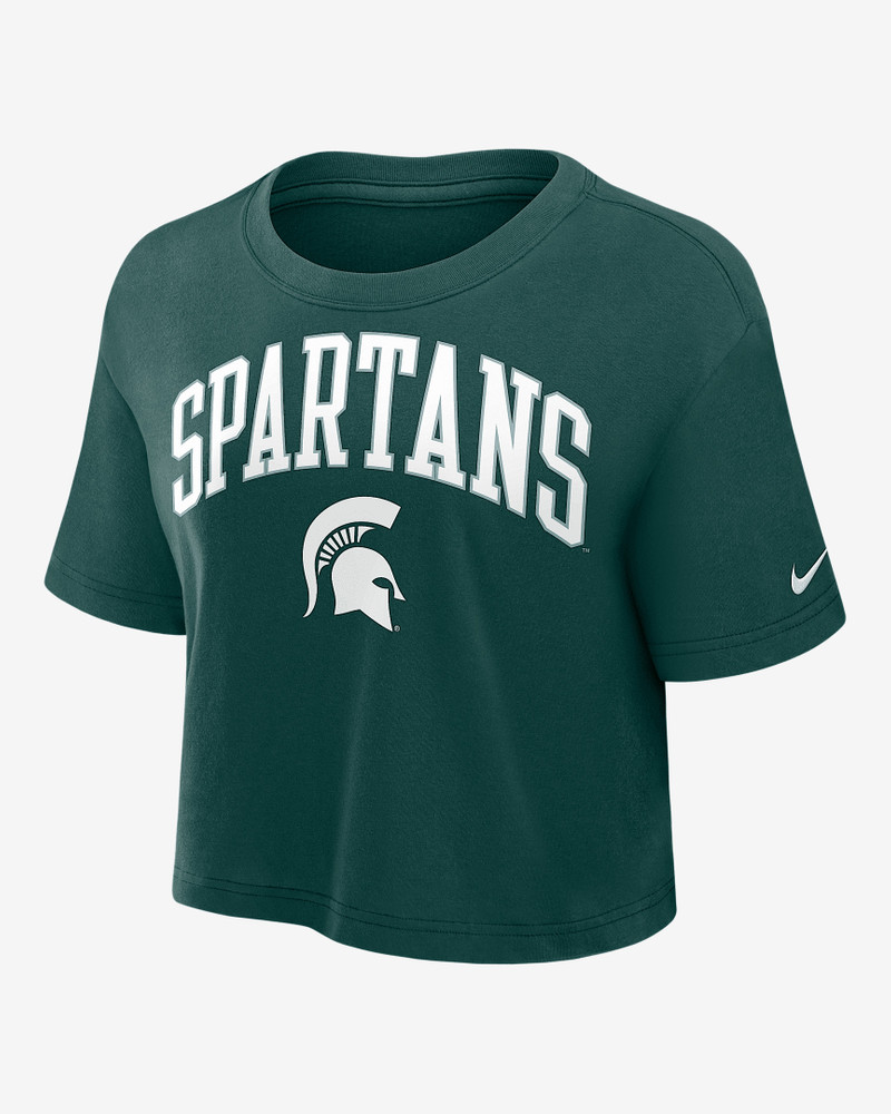 Michigan State Athletic Prep Arch Women's Nike Dri-FIT College Cropped T-Shirt 1