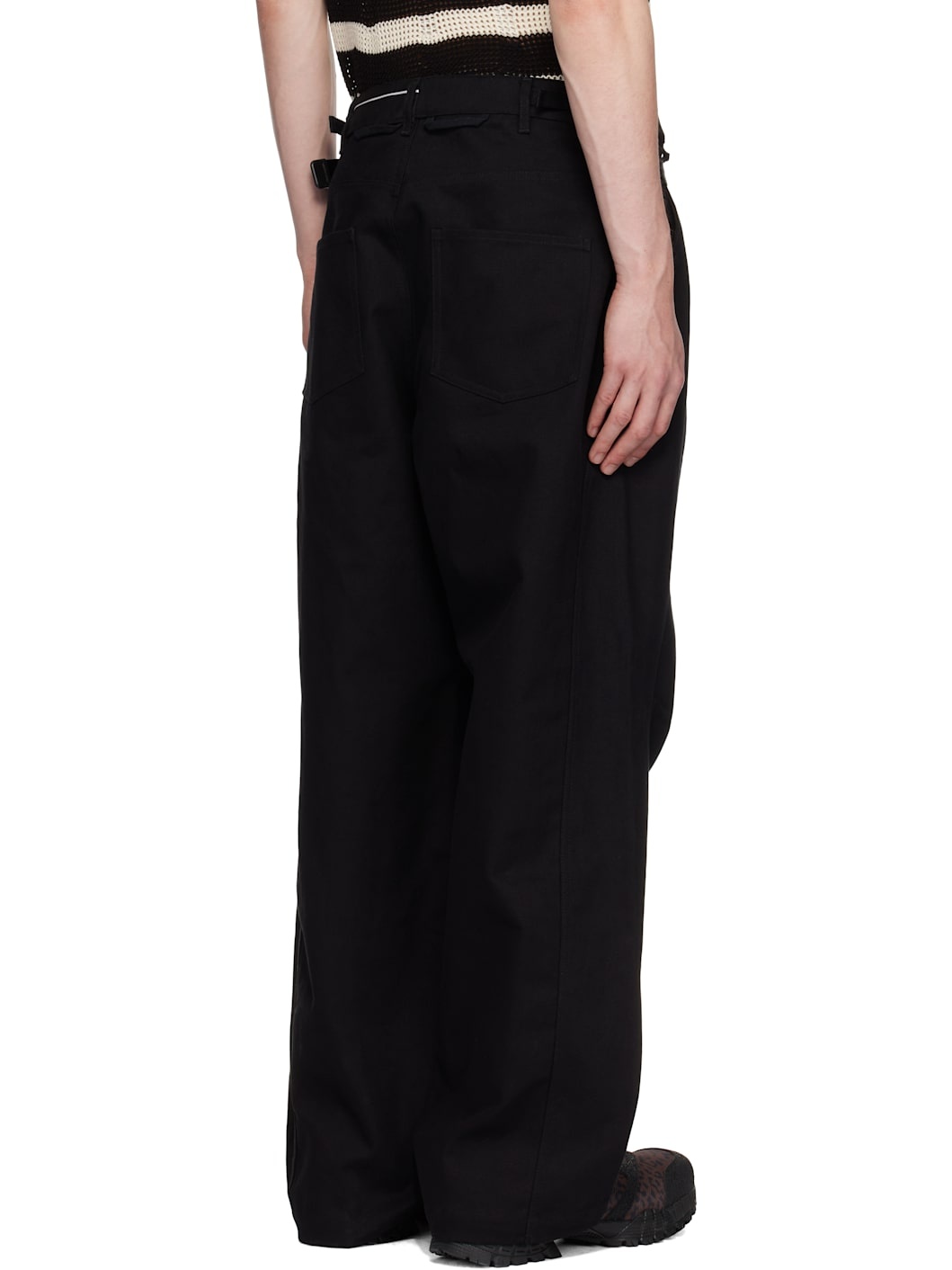 Black Cross-Over Wide Trousers - 3