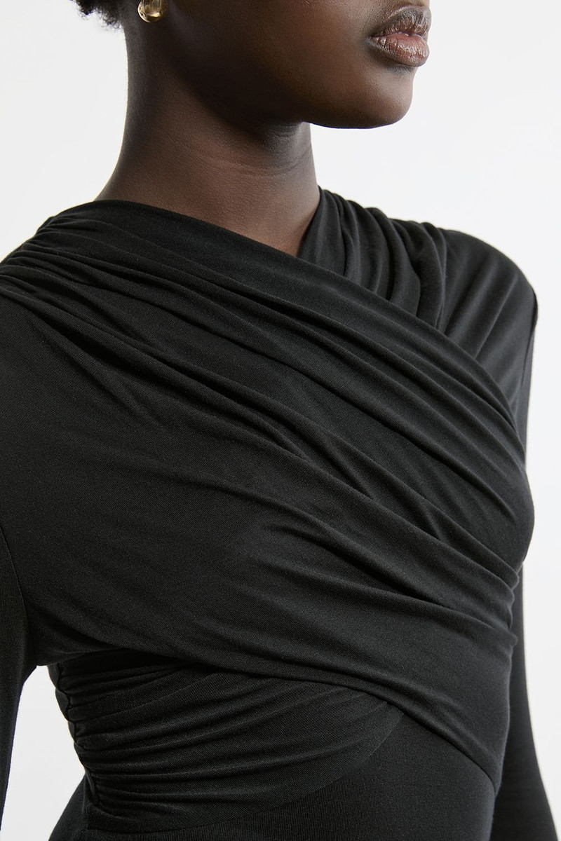 Premium Tencel Jersey Wrap Detail Long Sleeve Top 3