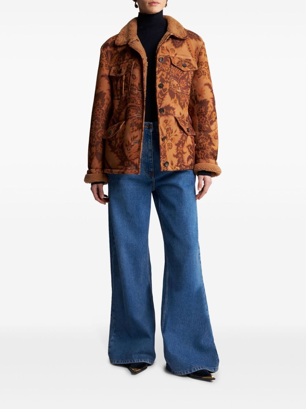 printed shearling jacket - 2