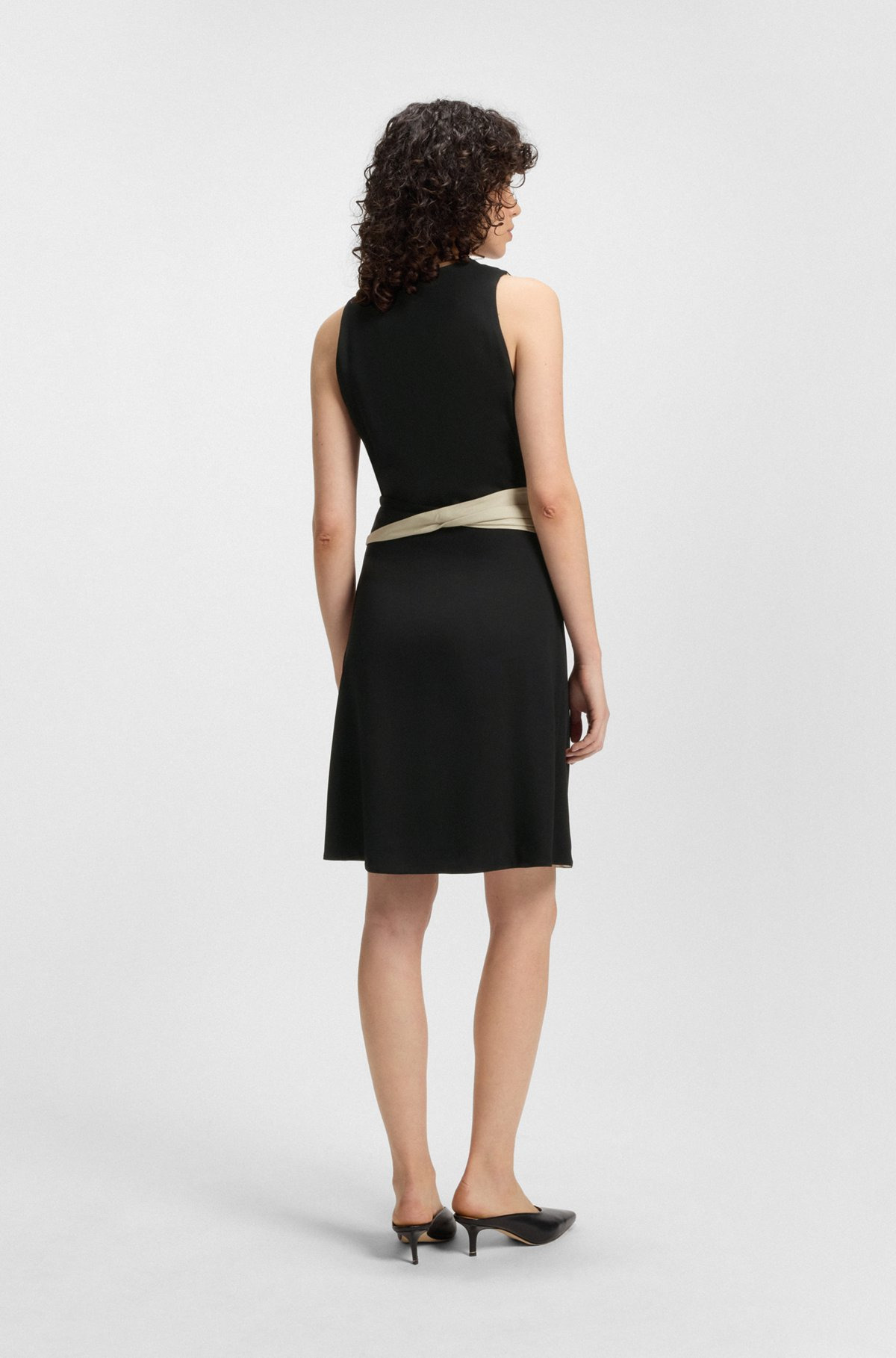 COLOR-BLOCKED DRESS WITH WRAP FRONT - 4