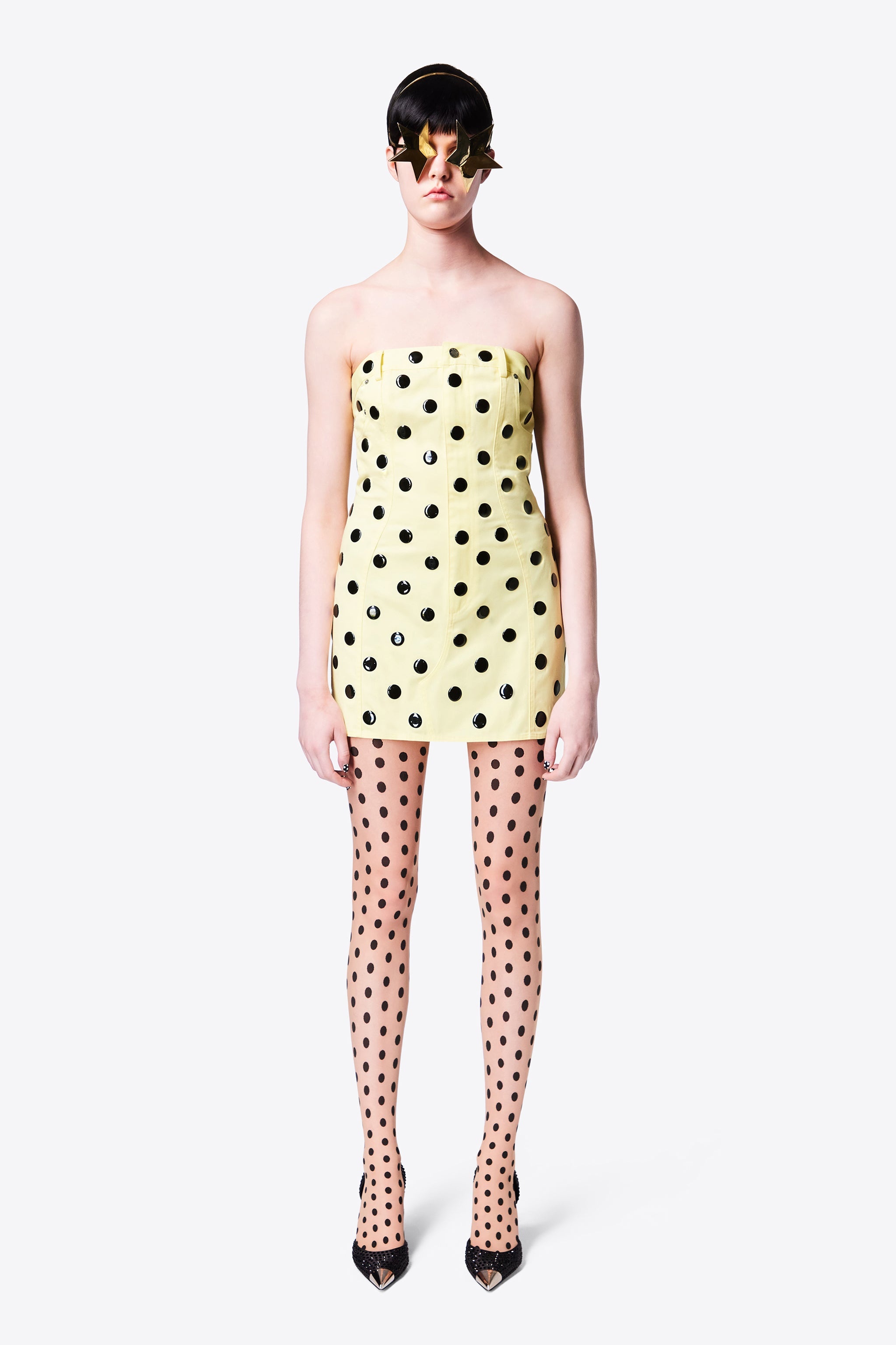 POLKA DOT STRAPLESS MINI DRESS - 4