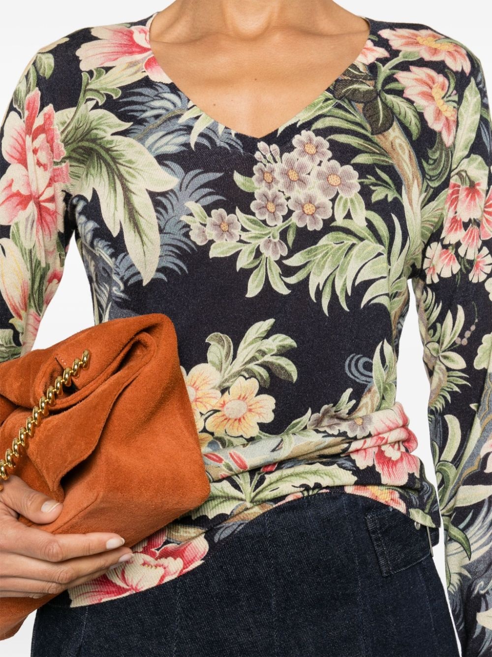 floral-print knitted jumper - 5