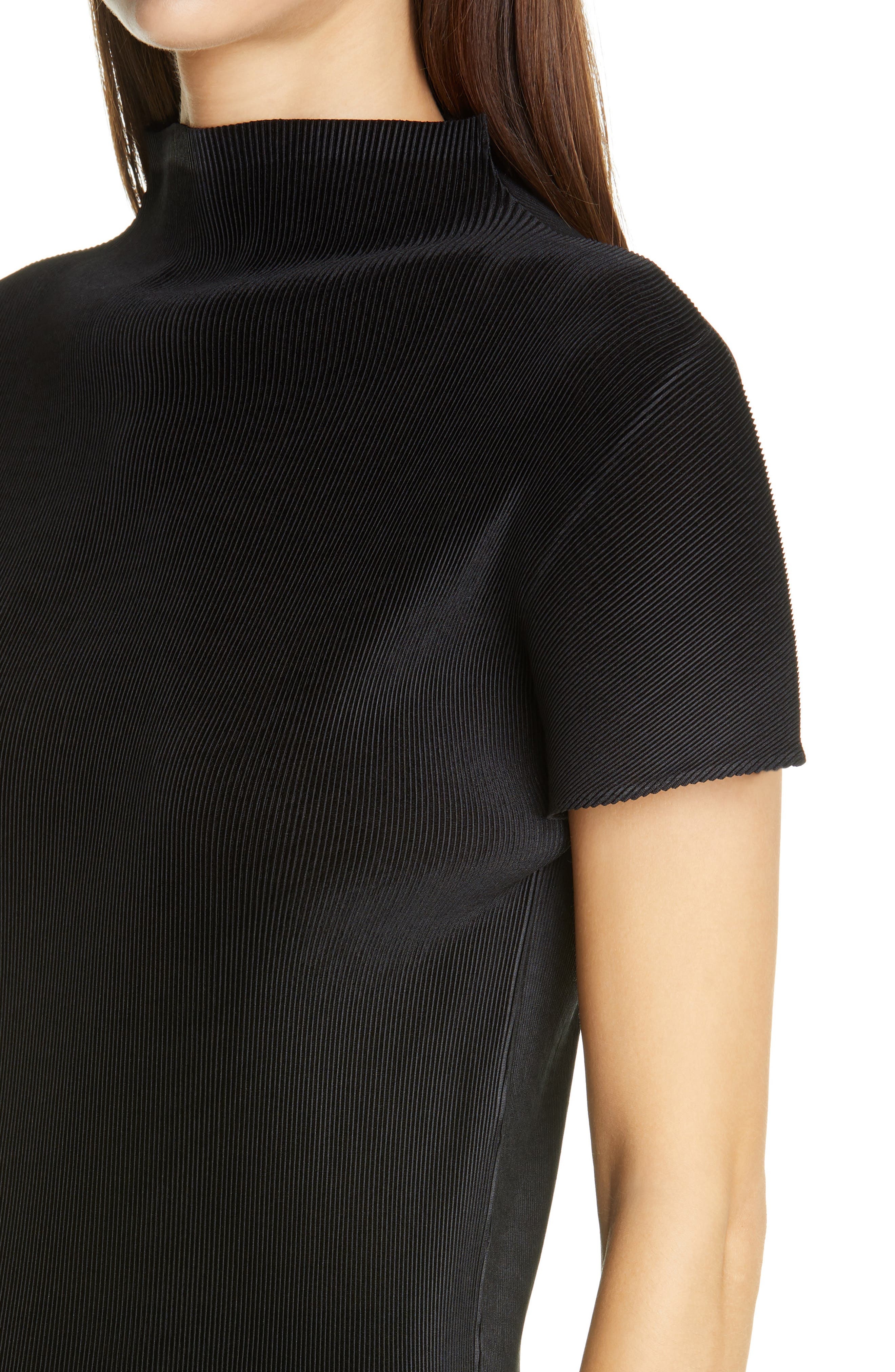 Pleats Please Issey Miyake Mist Basics Funnel Neck Top in Black at Nordstrom - 4
