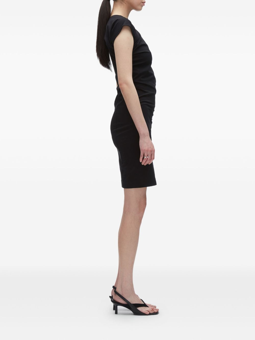 draped cap-sleeve dress - 3
