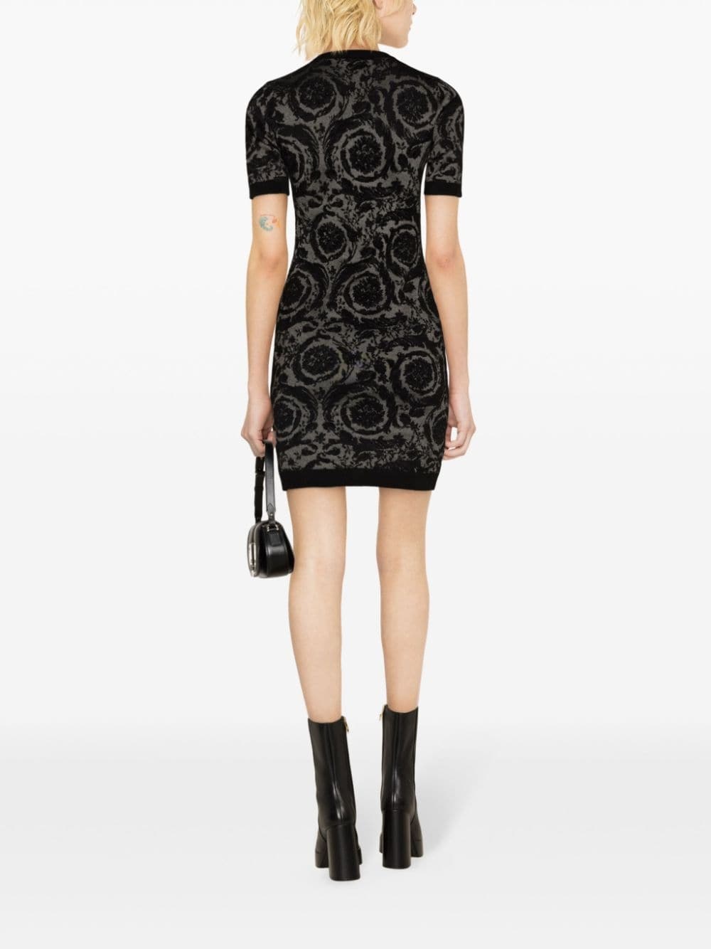 Barocco-jacquard chenille minidress - 4