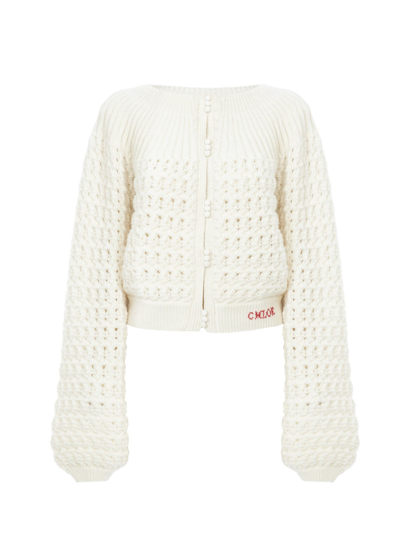 ROUND-NECK CARDIGAN IN A WOOL & CASHMERE KNIT 1