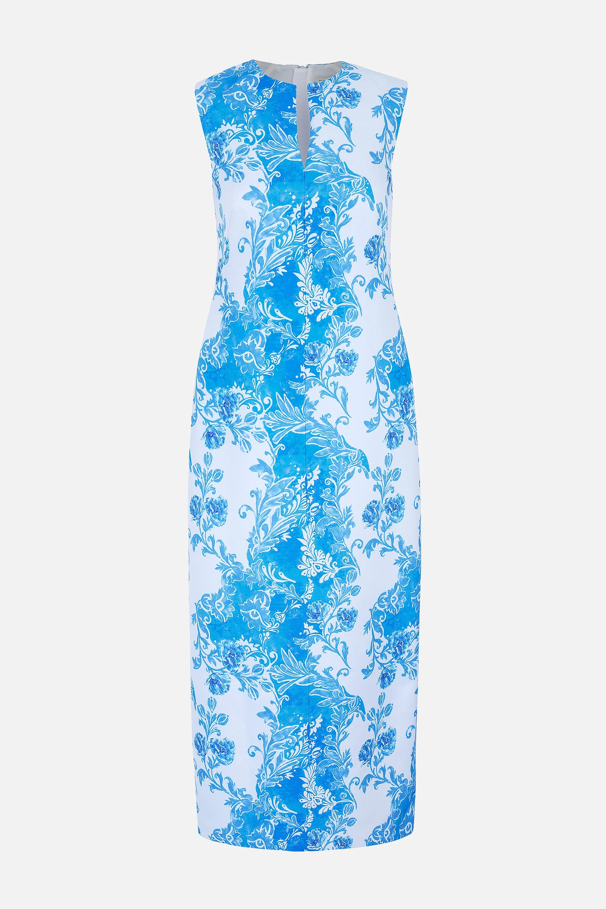 Ludie Dress In Damask Floral Blue On Taffeta Faille - 1