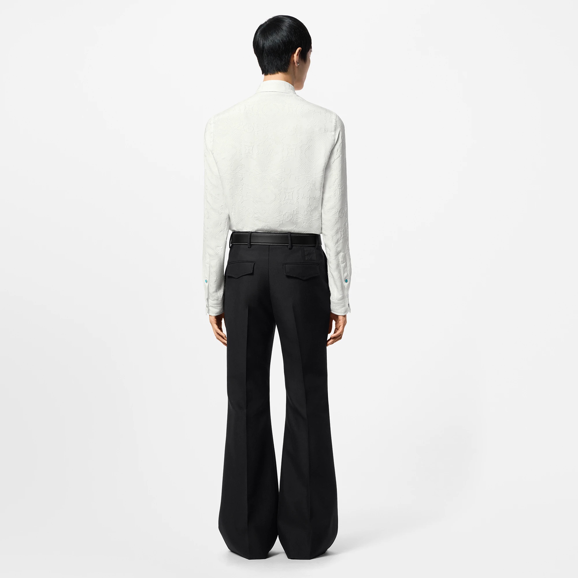 Long-Sleeved Jacquard Silk Shirt - 3