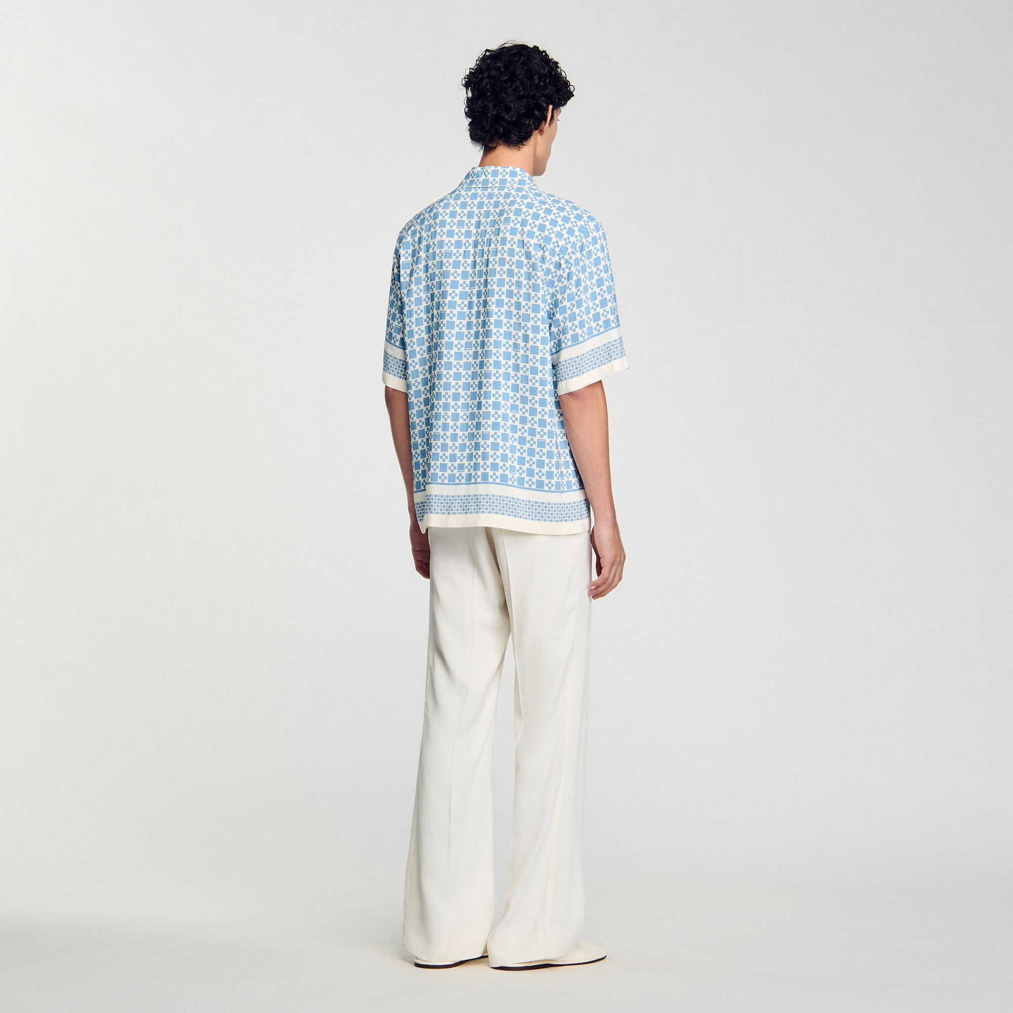 SQUARE CROSS MOTIF FLOWING SHIRT - 5
