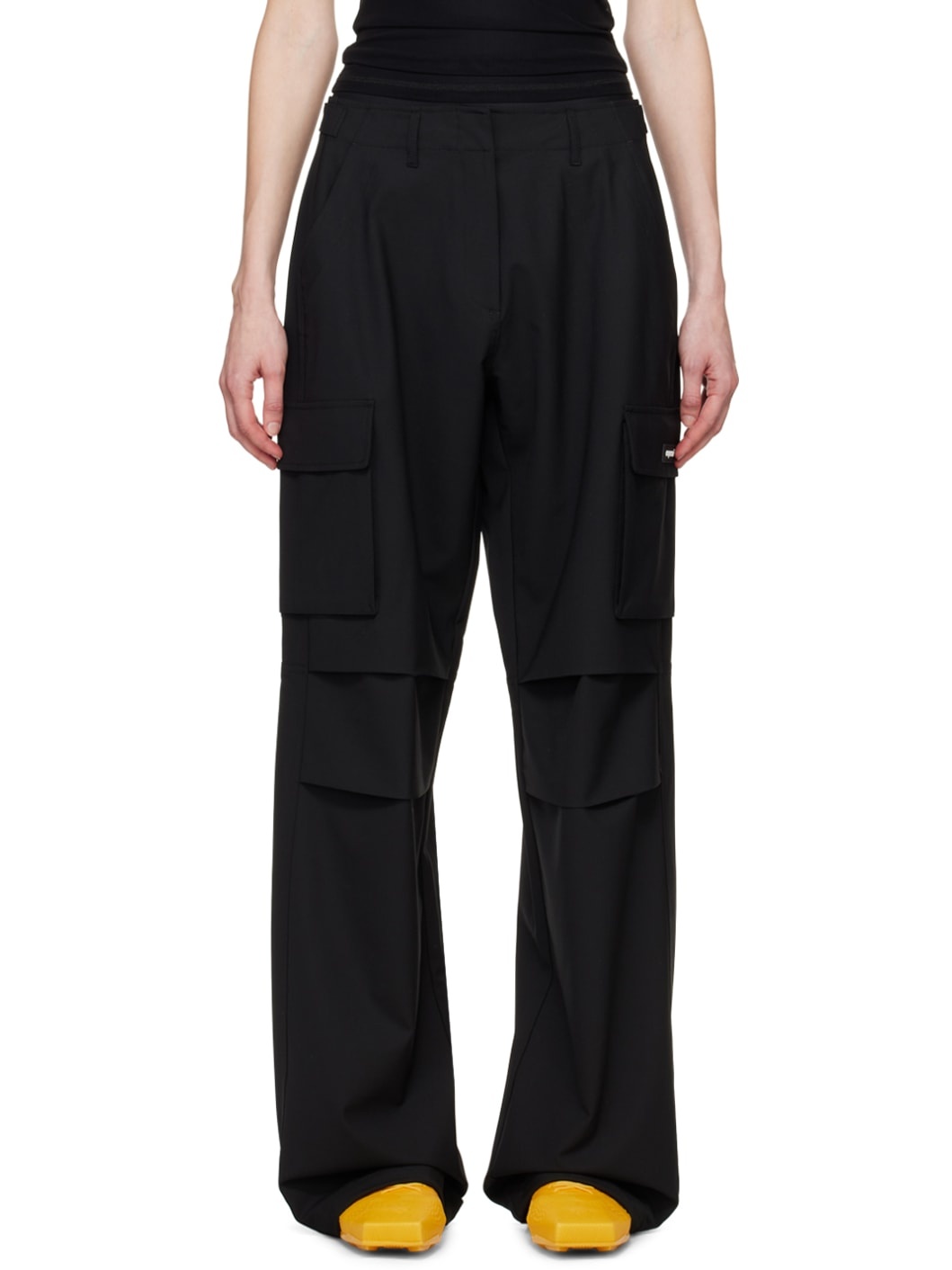 Black Tailored Cargo Pants - 1