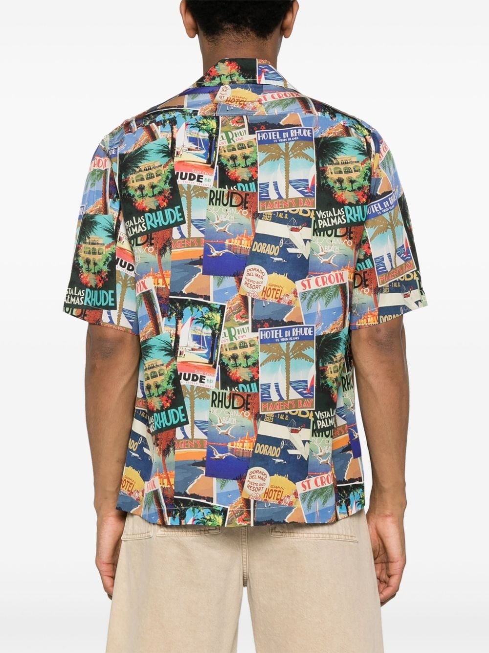 Postal Card-print bowling shirt - 4