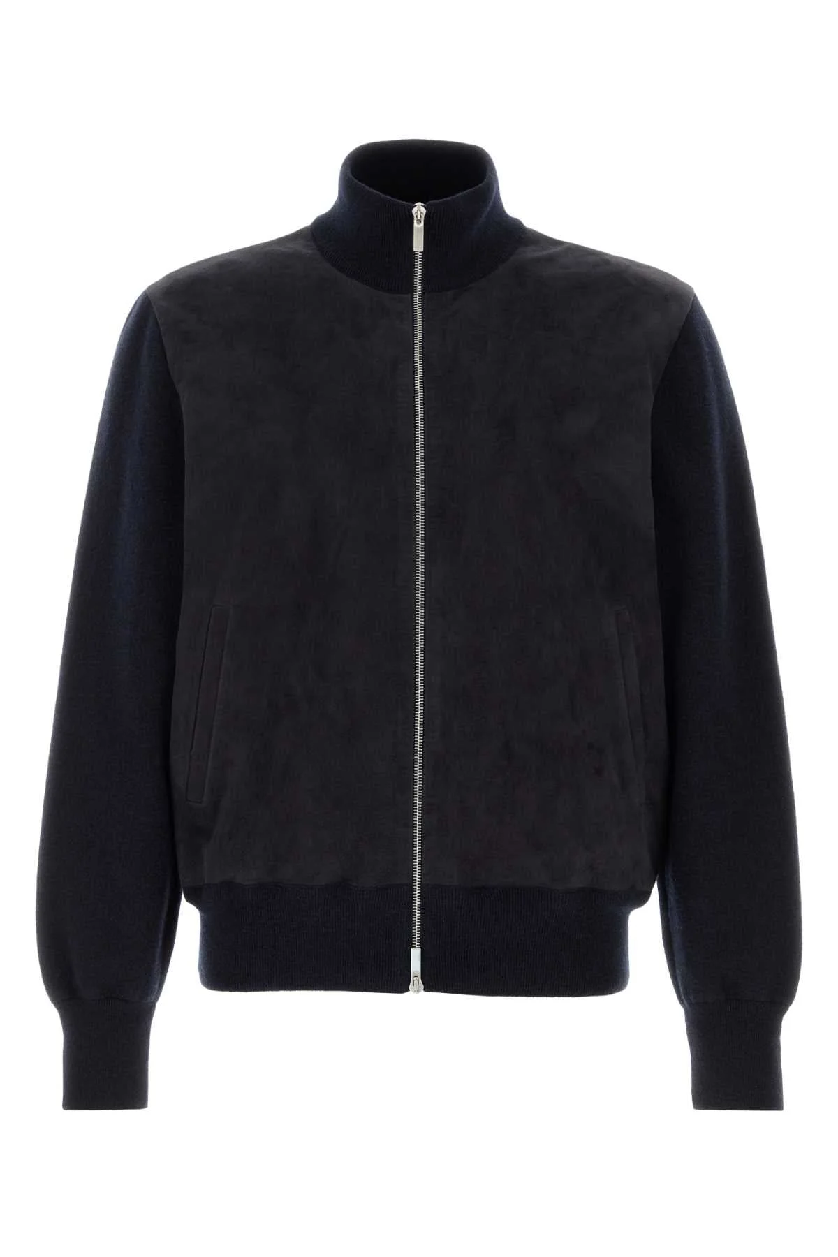Salvatore Ferragamo Men Navy Blue Wool Cardigan - 1
