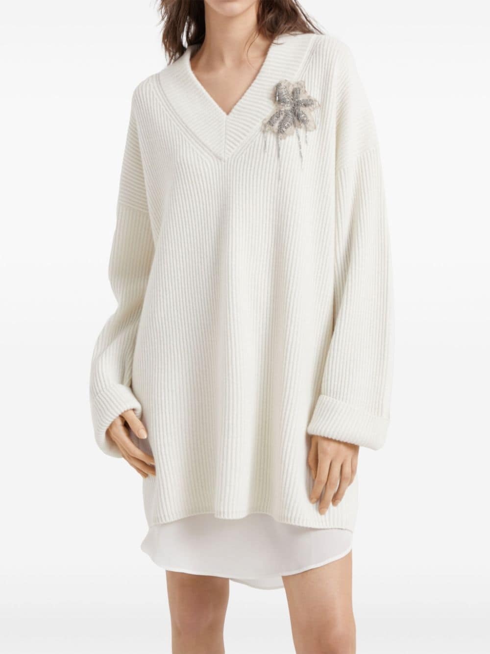 bead-embellished cashmere dress - 3