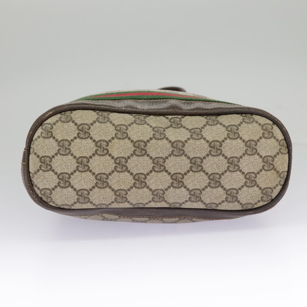 GUCCI GG Supreme Web Sherry Line Hand Bag Pvc Beige Green Red - 5