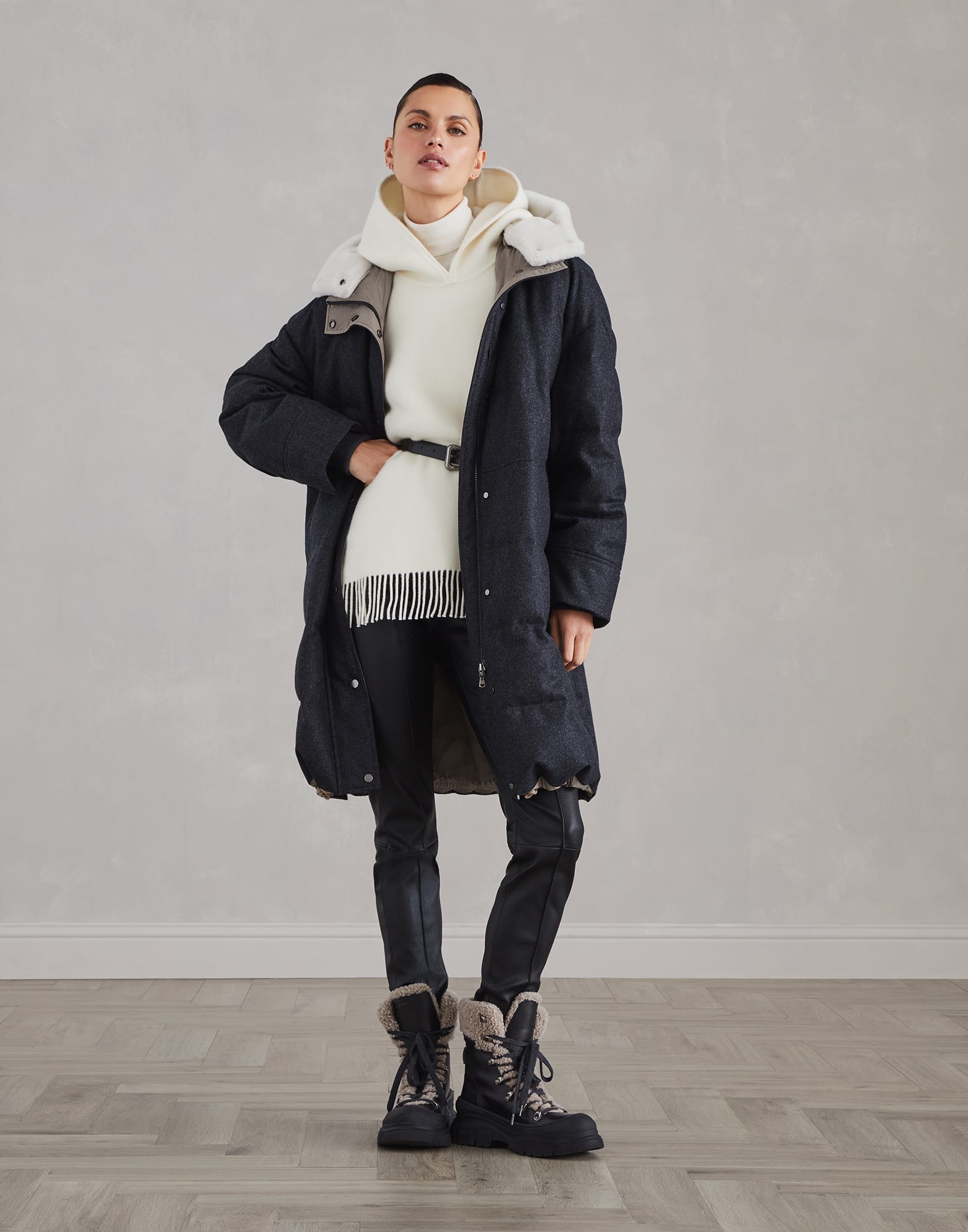 スカーフ BRUNELLO CUCINELLI Double knit wool and cashmere poncho with Brunello Cucinelli Wool and cashmere double knit poncho with
